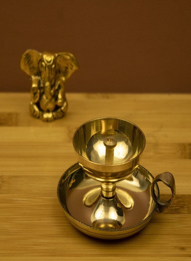 Spillbox ضياء نحاس تقليدي لبوجا | بوجا آرتي | أخاند جيوتي ديا | مصباح زيت آرتي ديباك ديبام للمنزل معبد بوجا مقالات ديكور هدايا - ناندا سامبات - Image 3